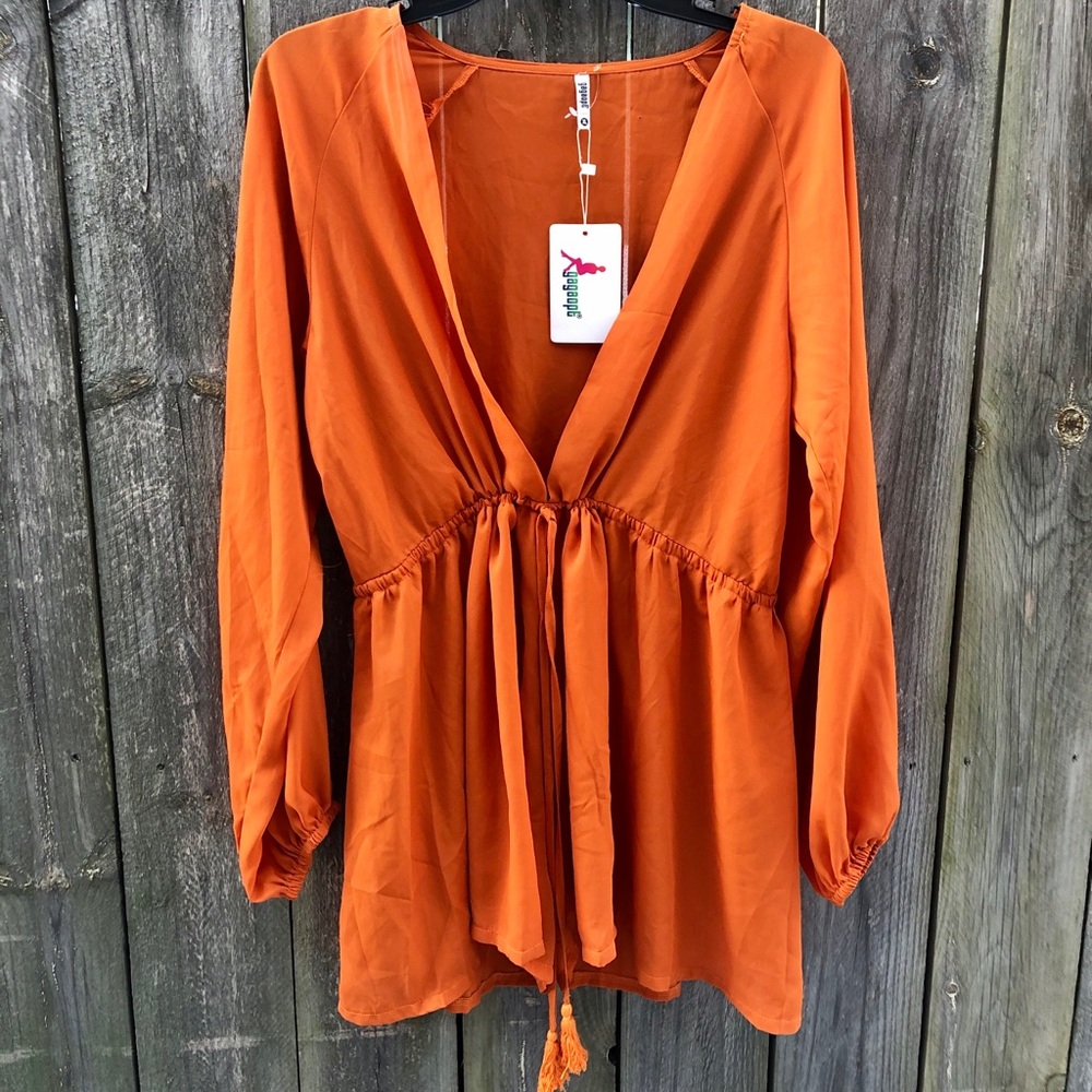 Gagaopt Sheer orange romper XL